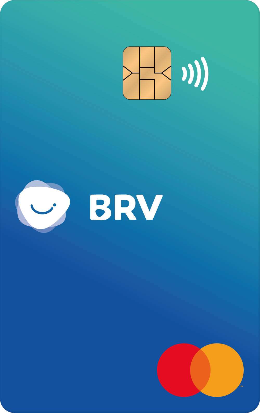 Cartão BRV Benefícios com design em degradê azul e verde